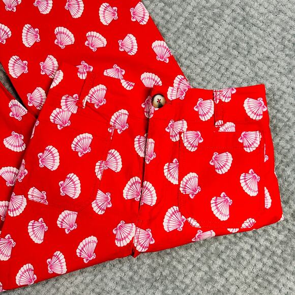 Anthropologie MAEVE The Colette Red/Pink Shell Print Wide Leg Crop HighRise Pant - Picture 3 of 6